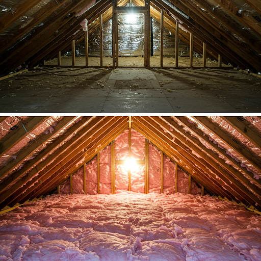 attic insulation before and after